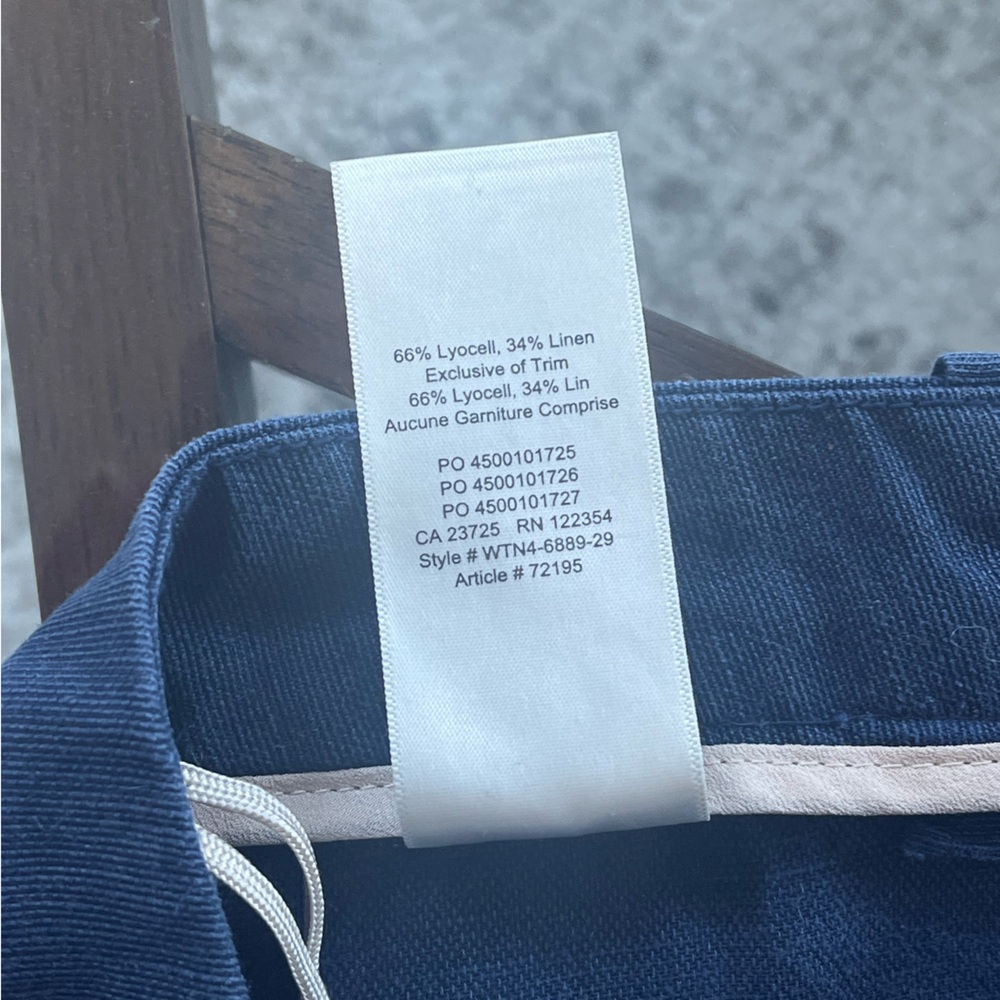 Aritzia Wilfred Linen Navy Blue Casual Garment Preppy Neutral Pants Sz 2 - Picture 14 of 14